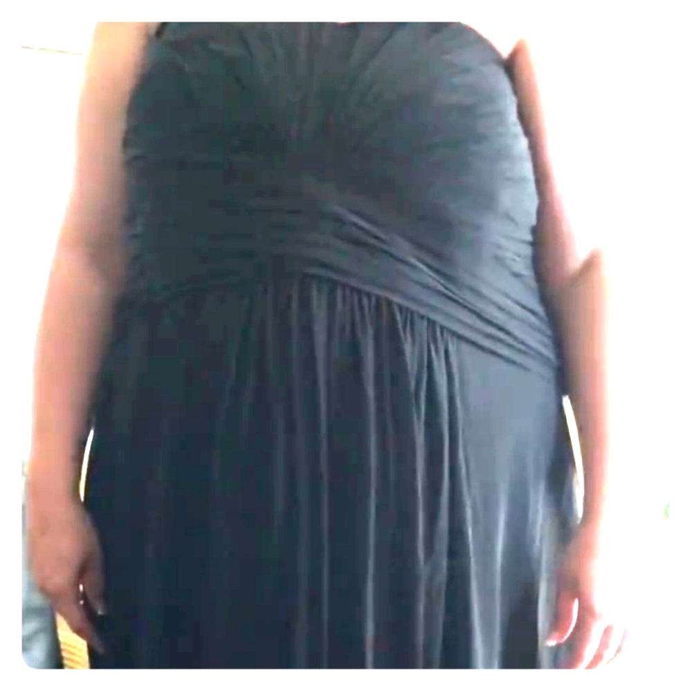 Black chiffon strapless bridesmaid's dress